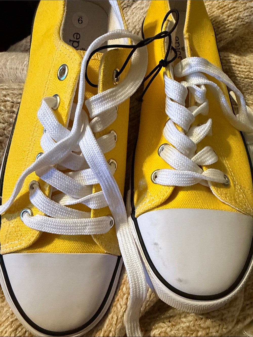 Yellow  Canvas Sneakers with White Laces size 6